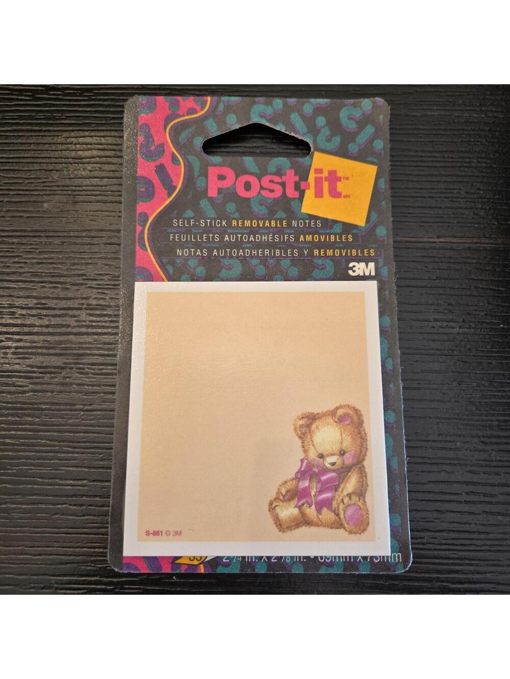 1993 Teddy Bear Post-It Notes Factory Sealed 35 Sheet Vintage 3M Rare